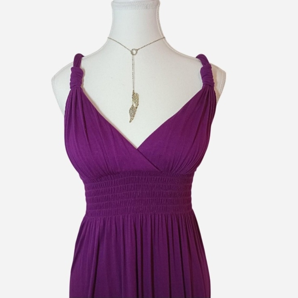 Bisou Bisou Pulm Purple Midi Dress Party Glam Sexy Michele Bohbot Size 6 Y2K